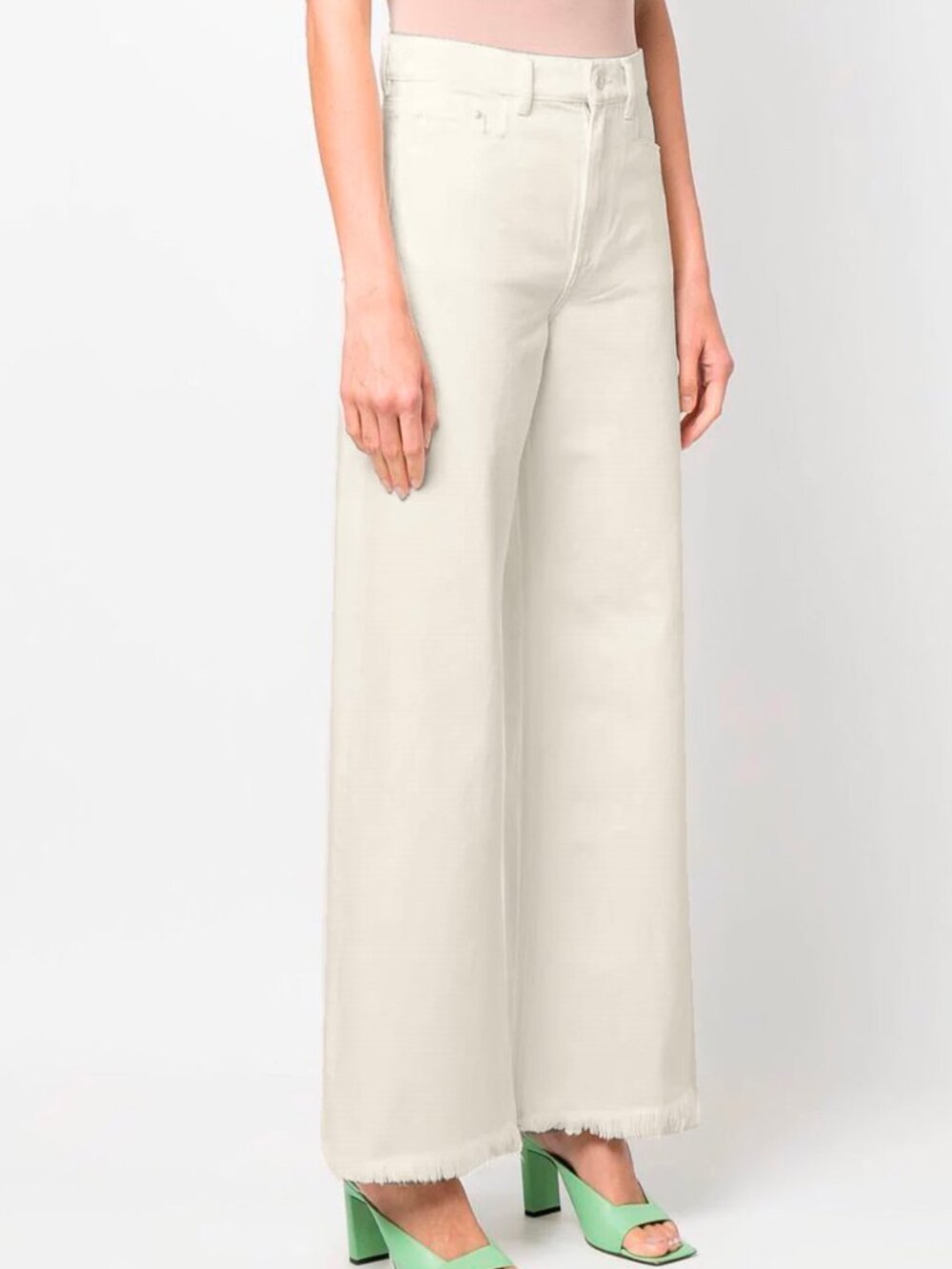 Wandler Magnolia Straight Leg Jeans Women's 28 Ecru Cream Raw Hem Organic Cotton
